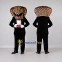 Custom Brown and Black Cobra in Tuxedo Mascot Costume Adult Full Body Suit for Themed Parties