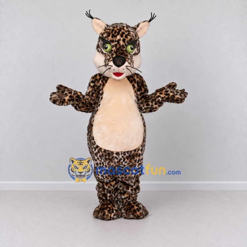 Custom Brown Black and Cream Tufted Wild Cat Mascot Costume Adult Full Body Suit for Wildlife Events