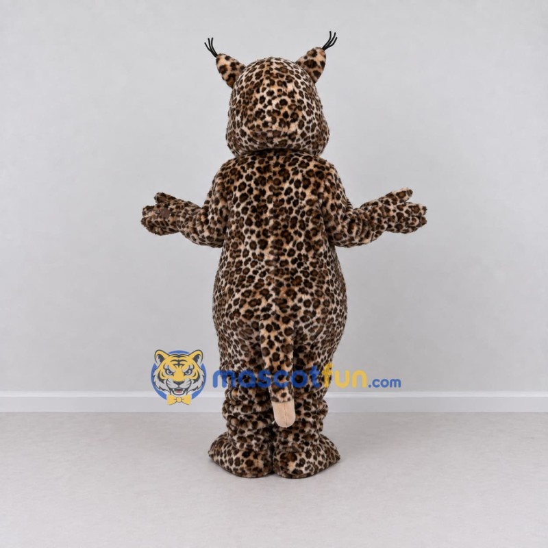 Custom Brown Black and Cream Tufted Wild Cat Mascot Costume Adult Full Body Suit for Wildlife Events
