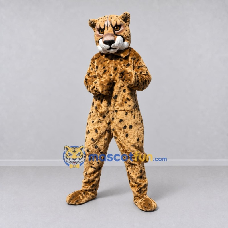 Custom Tan and Black Cheetah Mascot Costume Adult Full Body Suit for Wildlife Events Custom Tan and Black Cheetah Mascot Costume Adult Full Body Suit for Wildlife Events