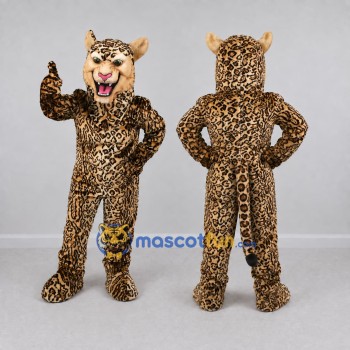 Custom Tan and Black Leopard Mascot Costume Adult Full Body Suit for Wildlife Events