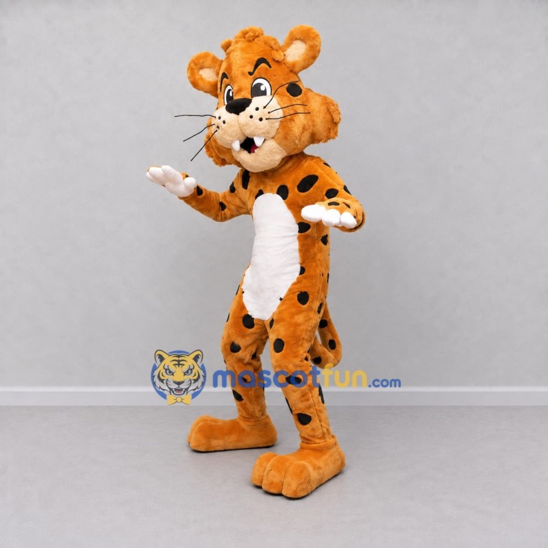 Custom Orange Black and White Spotted Cat Mascot Costume Adult Full Body Suit for School Events Custom Orange Black and White Spotted Cat Mascot Costume Adult Full Body Suit for School Events