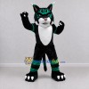 Custom Black Green and White Cat Mascot Costume Adult Full Body Suit for School Events Custom Black Green and White Cat Mascot Costume Adult Full Body Suit for School Events