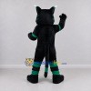 Custom Black Green and White Cat Mascot Costume Adult Full Body Suit for School Events Custom Black Green and White Cat Mascot Costume Adult Full Body Suit for School Events