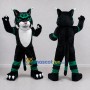 Custom Black Green and White Cat Mascot Costume Adult Full Body Suit for School Events