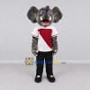 Custom Gray Red and White Elephant in Sportswear Mascot Costume Adult Full Body Suit for Sports Events Custom Gray Red and White Elephant in Sportswear Mascot Costume Adult Full Body Suit for Sports Events