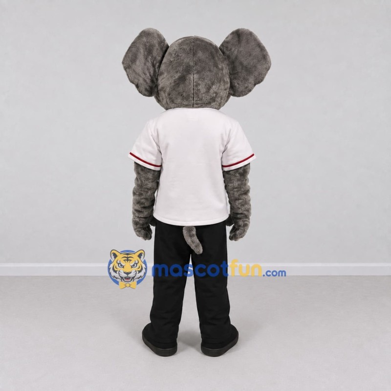 Custom Gray Red and White Elephant in Sportswear Mascot Costume Adult Full Body Suit for Sports Events Custom Gray Red and White Elephant in Sportswear Mascot Costume Adult Full Body Suit for Sports Events