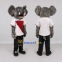 Custom Gray Red and White Elephant in Sportswear Mascot Costume Adult Full Body Suit for Sports Events