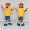 Custom Yellow and Blue Spotted Cat in Sportswear Mascot Costume Adult Full Body Suit for Sports Events Custom Yellow and Blue Spotted Cat in Sportswear Mascot Costume Adult Full Body Suit for Sports Events