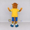 Custom Yellow and Blue Spotted Cat in Sportswear Mascot Costume Adult Full Body Suit for Sports Events Custom Yellow and Blue Spotted Cat in Sportswear Mascot Costume Adult Full Body Suit for Sports Events