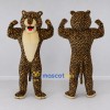 Custom Brown Black and Cream Muscular Leopard Mascot Costume Adult Full Body Suit for Sports Events Custom Brown Black and Cream Muscular Leopard Mascot Costume Adult Full Body Suit for Sports Events