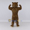 Custom Brown Black and Cream Muscular Leopard Mascot Costume Adult Full Body Suit for Sports Events Custom Brown Black and Cream Muscular Leopard Mascot Costume Adult Full Body Suit for Sports Events