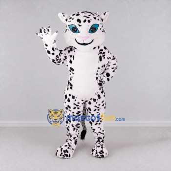 Custom White and Black Spotted Cat Mascot Costume Adult Full Body Suit for Wildlife Events Custom White and Black Spotted Cat Mascot Costume Adult Full Body Suit for Wildlife Events