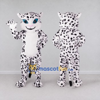 Custom White and Black Spotted Cat Mascot Costume Adult Full Body Suit for Wildlife Events