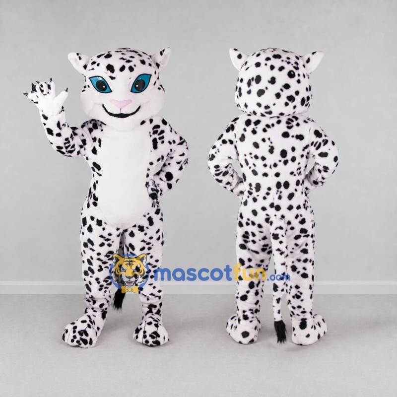 Custom White and Black Spotted Cat Mascot Costume Adult Full Body Suit for Wildlife Events