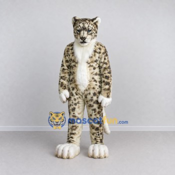 Custom Gray and White Snow Leopard Mascot Costume Adult Full Body Suit for Wildlife Events