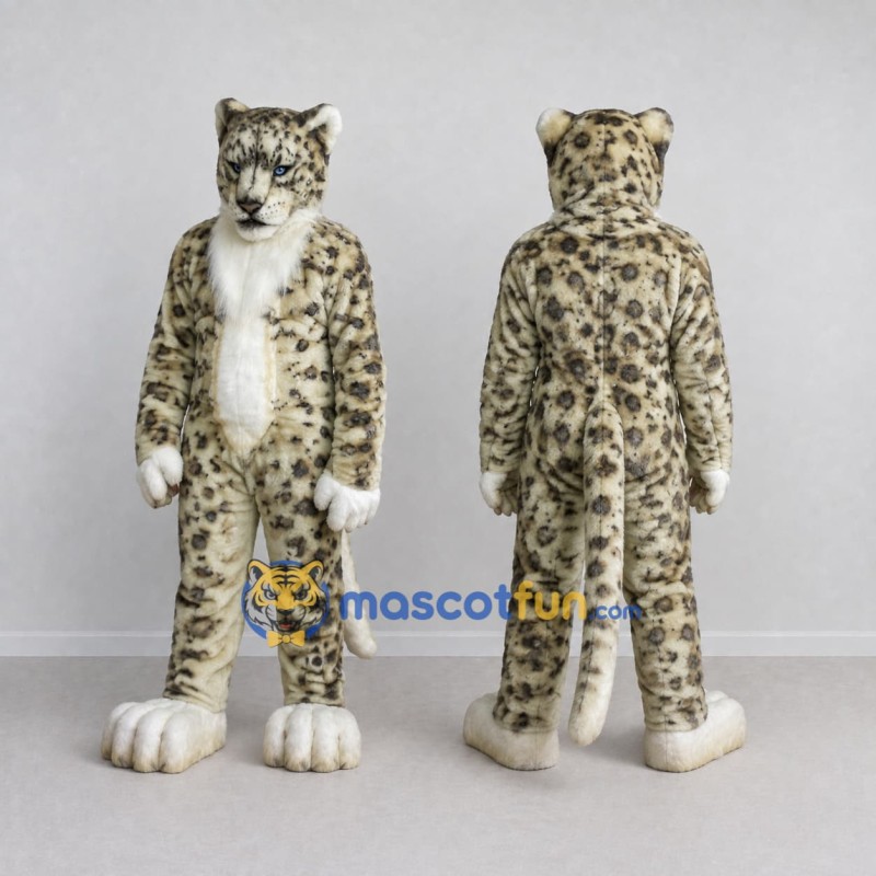 Custom Gray and White Snow Leopard Mascot Costume Adult Full Body Suit for Wildlife Events Custom Gray and White Snow Leopard Mascot Costume Adult Full Body Suit for Wildlife Events