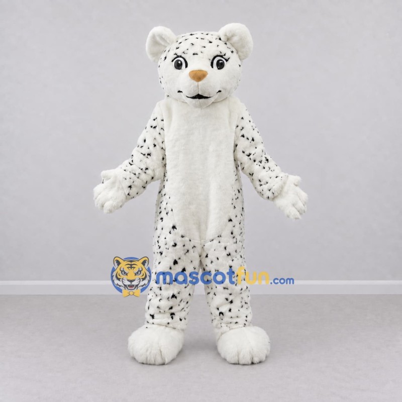 Custom White and Black Spotted Cat Mascot Costume Adult Full Body Suit for School Events Custom White and Black Spotted Cat Mascot Costume Adult Full Body Suit for School Events