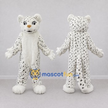 Custom White and Black Spotted Cat Mascot Costume Adult Full Body Suit for School Events