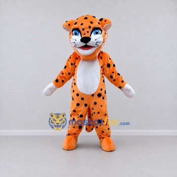 Custom Orange Black and White Spotted Cat Mascot Costume Adult Full Body Suit for School Events