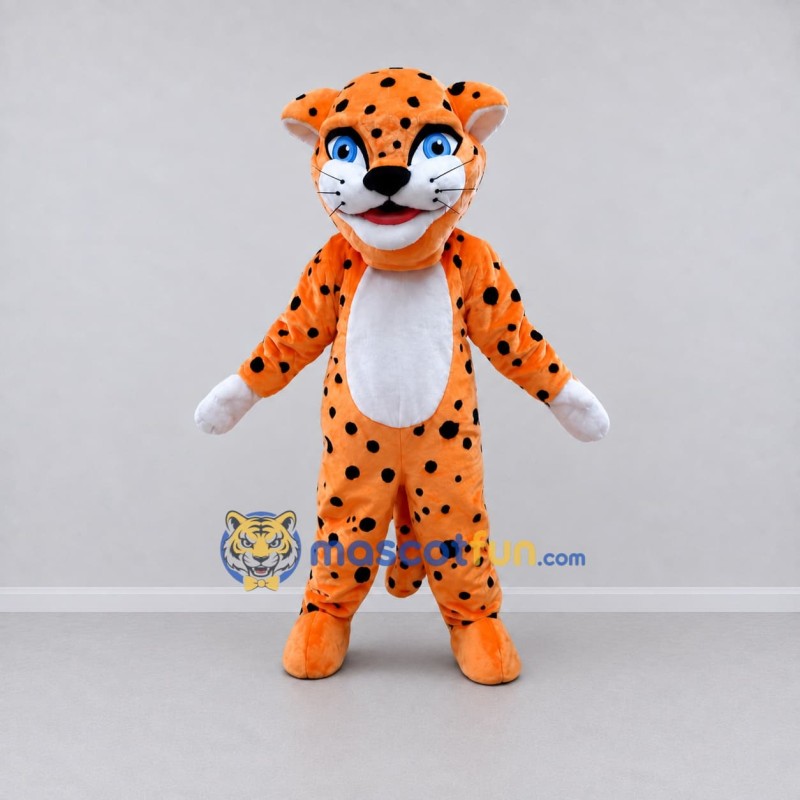 Custom Orange Black and White Spotted Cat Mascot Costume Adult Full Body Suit for School Events Custom Orange Black and White Spotted Cat Mascot Costume Adult Full Body Suit for School Events