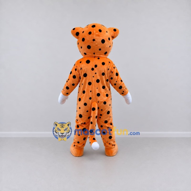 Custom Orange Black and White Spotted Cat Mascot Costume Adult Full Body Suit for School Events Custom Orange Black and White Spotted Cat Mascot Costume Adult Full Body Suit for School Events