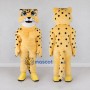 Custom Yellow and Black Muscular Spotted Cat Mascot Costume Adult Full Body Suit for Sports Events
