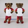 Custom Brown Red and White Spotted Cat in Sportswear Mascot Costume Adult Full Body Suit for Sports Events