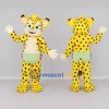 Custom Yellow and Black Spotted Cat in Shorts Mascot Costume Adult Full Body Suit for School Events