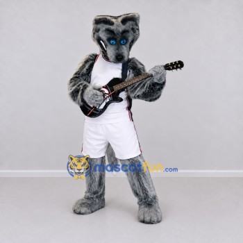 Custom Gray and White Wolf in Sportswear Mascot Costume Adult Full Body Suit for Sports Events Custom Gray and White Wolf in Sportswear Mascot Costume Adult Full Body Suit for Sports Events