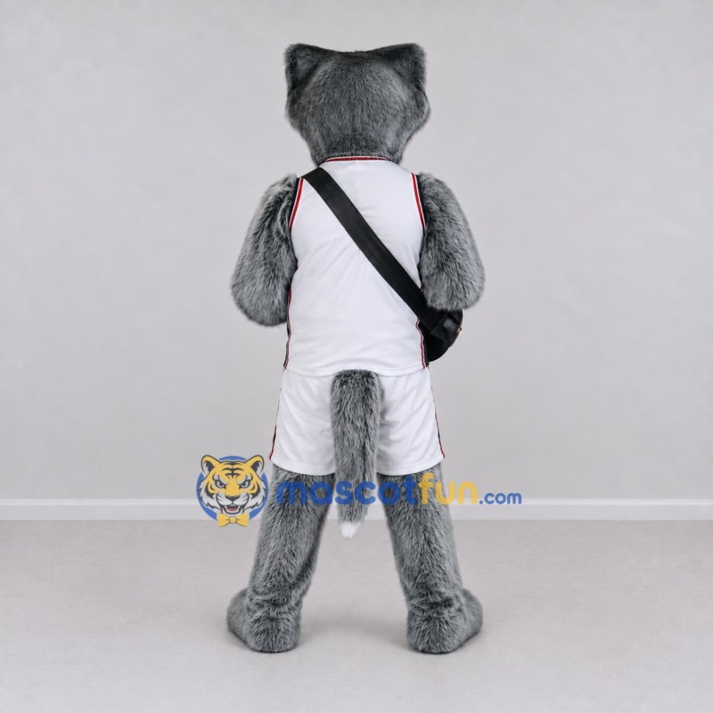 Custom Gray and White Wolf in Sportswear Mascot Costume Adult Full Body Suit for Sports Events Custom Gray and White Wolf in Sportswear Mascot Costume Adult Full Body Suit for Sports Events