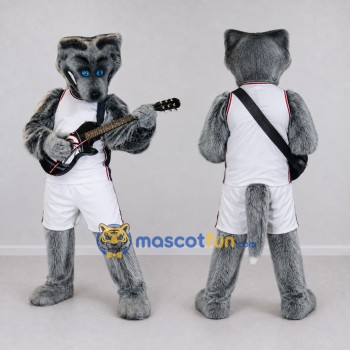Custom Gray and White Wolf in Sportswear Mascot Costume Adult Full Body Suit for Sports Events