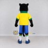 Custom Black Yellow and Blue Panther in Sportswear Mascot Costume Adult Full Body Suit for Sports Events Custom Black Yellow and Blue Panther in Sportswear Mascot Costume Adult Full Body Suit for Sports Events
