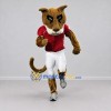 Custom Tan Red and White Big Cat in Sportswear Mascot Costume Adult Full Body Suit for Sports Events Custom Tan Red and White Big Cat in Sportswear Mascot Costume Adult Full Body Suit for Sports Events