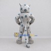 Custom White and Blue Muscular Spotted Wild Cat Mascot Costume Adult Full Body Suit for Sports Events Custom White and Blue Muscular Spotted Wild Cat Mascot Costume Adult Full Body Suit for Sports Events