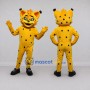 Custom Yellow and Black Tufted Spotted Cat Mascot Costume Adult Full Body Suit for School Events