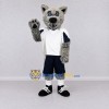 Custom Gray White and Navy Blue Wolf in Sportswear Mascot Costume Adult Full Body Suit for Sports Events Custom Gray White and Navy Blue Wolf in Sportswear Mascot Costume Adult Full Body Suit for Sports Events