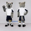 Custom Gray White and Navy Blue Wolf in Sportswear Mascot Costume Adult Full Body Suit for Sports Events Custom Gray White and Navy Blue Wolf in Sportswear Mascot Costume Adult Full Body Suit for Sports Events