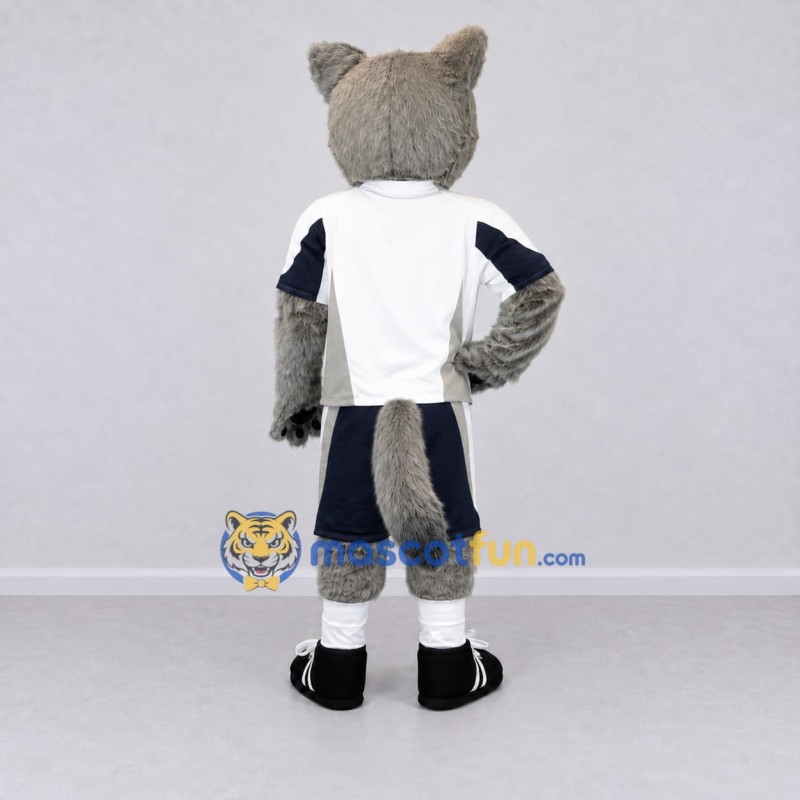 Custom Gray White and Navy Blue Wolf in Sportswear Mascot Costume Adult Full Body Suit for Sports Events Custom Gray White and Navy Blue Wolf in Sportswear Mascot Costume Adult Full Body Suit for Sports Events