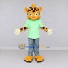 Custom Yellow and Green Spotted Cat in T Shirt Mascot Costume Adult Full Body Suit for School Events Custom Yellow and Green Spotted Cat in T Shirt Mascot Costume Adult Full Body Suit for School Events