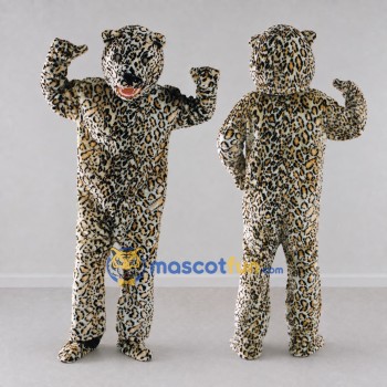 Custom Tan and Black Leopard Mascot Costume Adult Full Body Suit for Wildlife Events