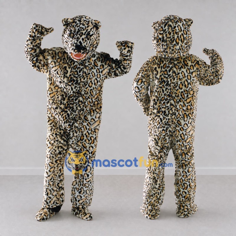 Custom Tan and Black Leopard Mascot Costume Adult Full Body Suit for Wildlife Events Custom Tan and Black Leopard Mascot Costume Adult Full Body Suit for Wildlife Events