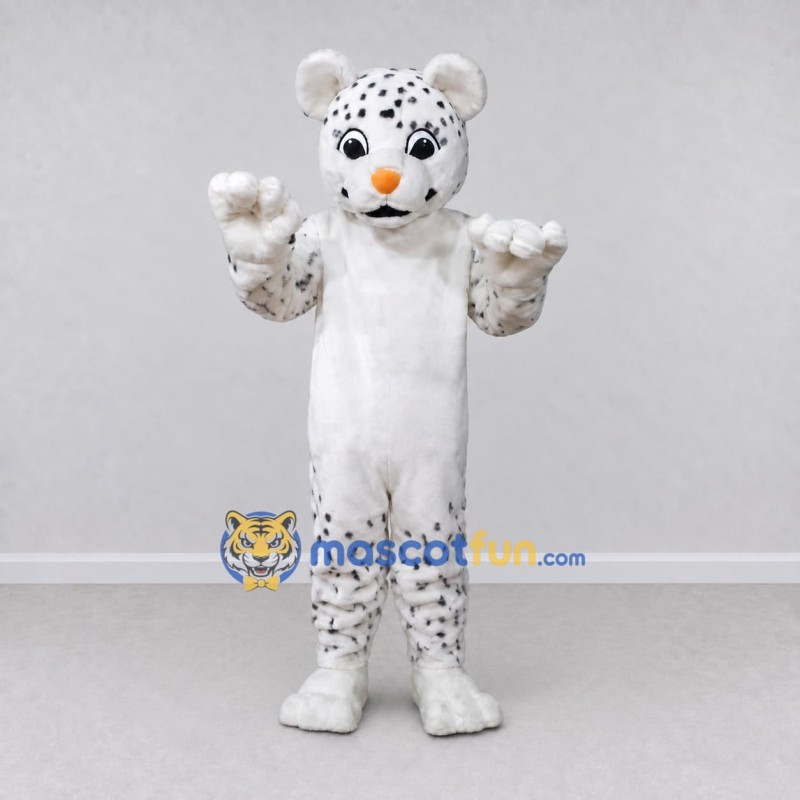 Custom White and Black Spotted Cat Mascot Costume Adult Full Body Suit for School Events Custom White and Black Spotted Cat Mascot Costume Adult Full Body Suit for School Events