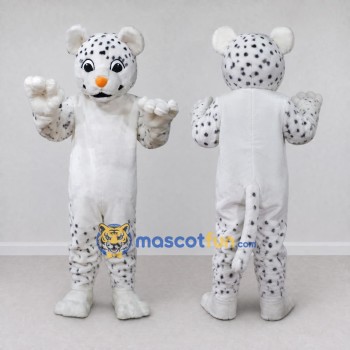 Custom White and Black Spotted Cat Mascot Costume Adult Full Body Suit for School Events
