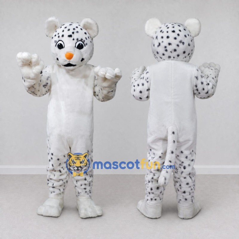 Custom White and Black Spotted Cat Mascot Costume Adult Full Body Suit for School Events Custom White and Black Spotted Cat Mascot Costume Adult Full Body Suit for School Events