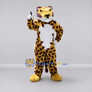Custom Yellow Brown and White Spotted Cat Mascot Costume Adult Full Body Suit for Wildlife Events