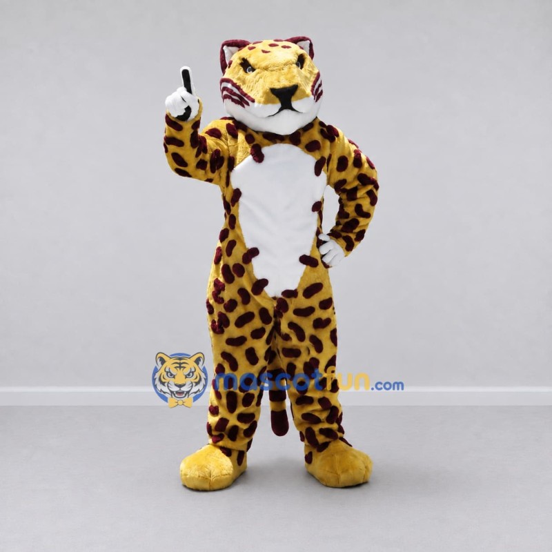 Custom Yellow Brown and White Spotted Cat Mascot Costume Adult Full Body Suit for Wildlife Events Custom Yellow Brown and White Spotted Cat Mascot Costume Adult Full Body Suit for Wildlife Events