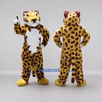 Custom Yellow Brown and White Spotted Cat Mascot Costume Adult Full Body Suit for Wildlife Events
