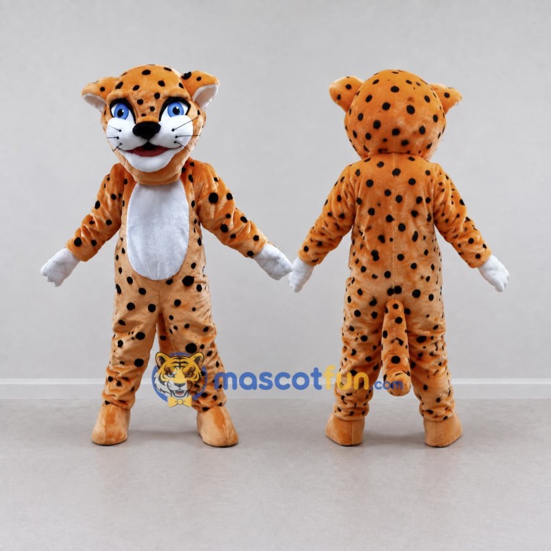 Custom Orange Black and White Spotted Cat Mascot Costume Adult Full Body Suit for School Events Custom Orange Black and White Spotted Cat Mascot Costume Adult Full Body Suit for School Events