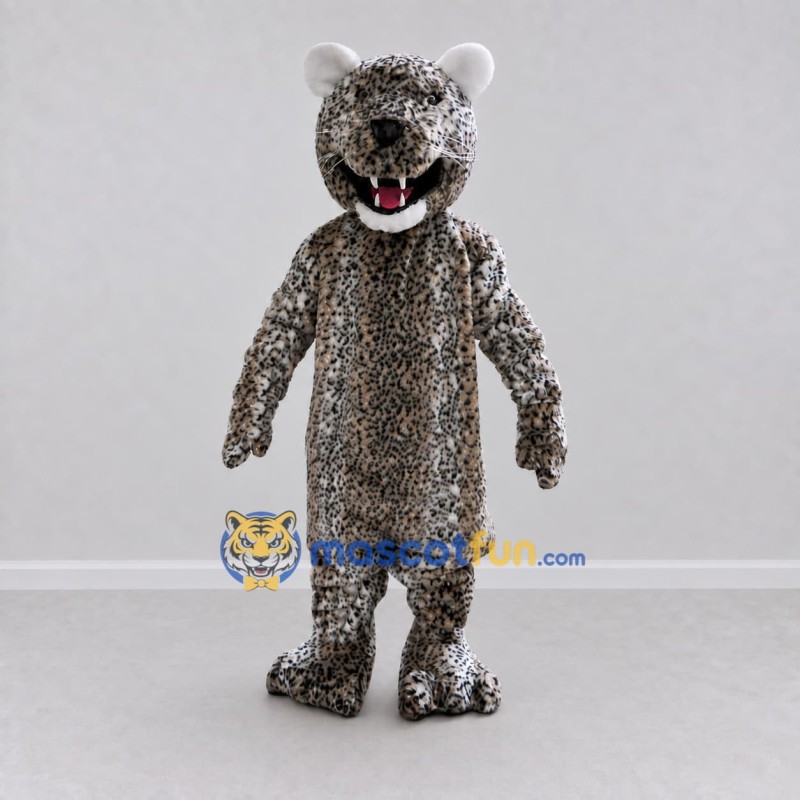 Custom Gray Black and White Spotted Cat Mascot Costume Adult Full Body Suit for Wildlife Events